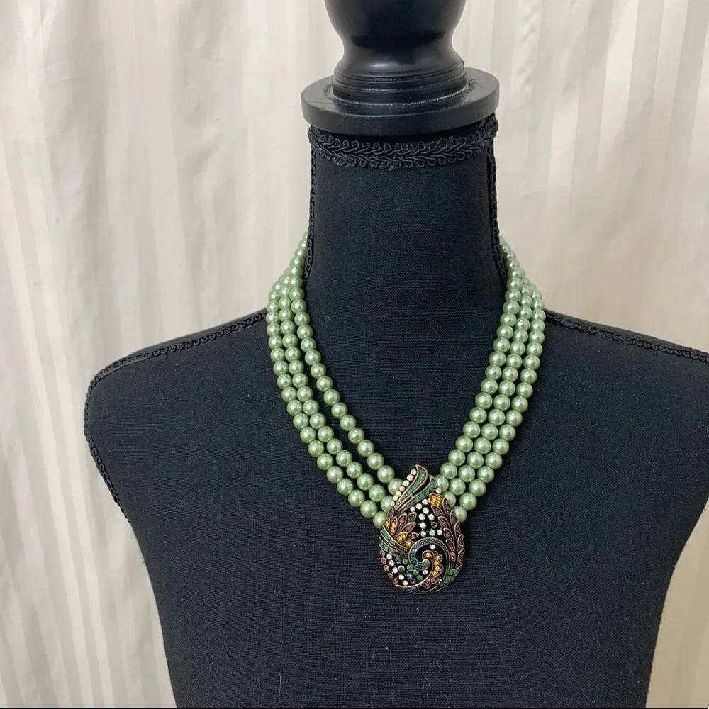 Heidi Daus TEARED TAPESTRY 3 Strand NECKLACE Paisley - Picture 5 of 10